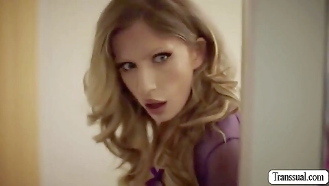 Blonde with a pretty face enjoys watching her friend's cock