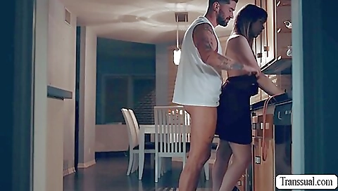 Brunette shemale slut gets her stepbro's dick in ass 04