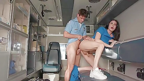 Tattooed transsexual nurse with a big ass is getting fucked deep