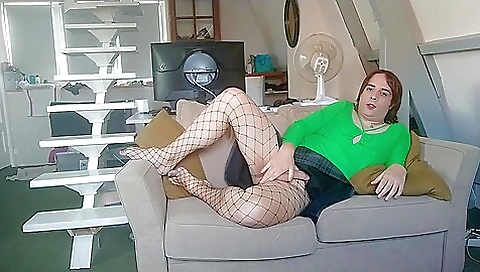 Red-haired teen with big tits likes alone in bedroom