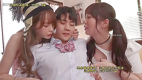 Japanese girls with large tits get to fuck each other