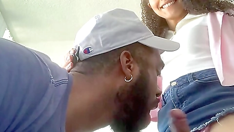 Ebony teen and her hot friend deepthroat and get fucked