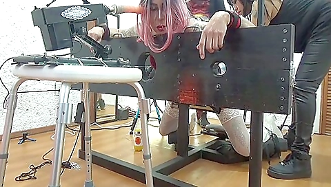 Busty girl with a tight mouth and a big dick is gagging