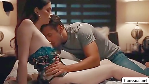 Busty shemale with a great body loves to suck and fuck